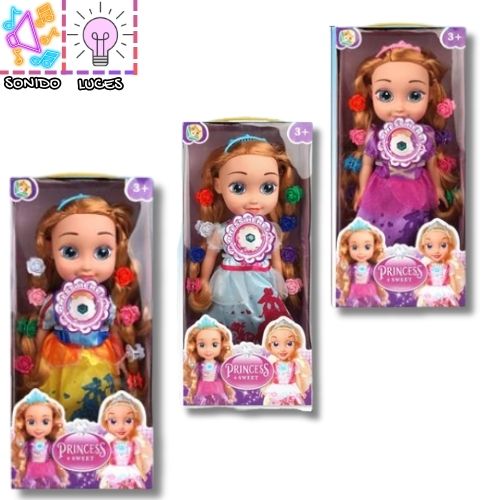 Muñeca Princesas Con Luz Y Musica con diseño infantil ideal para juego de roles