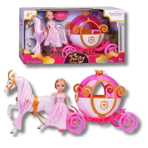 Muñeca Con Carruaje con diseño infantil ideal para juego de roles rosa