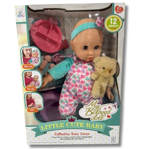 Muñeca Con Accesorios con diseño infantil ideal para juego de roles bebe