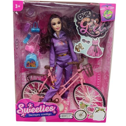 Muñeca Bici Accesorios con diseño infantil ideal para juego de roles