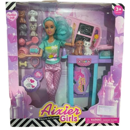 Muñeca Con Accesorios con diseño infantil ideal para juego de roles aqua