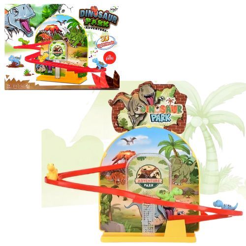 Pista De Dinosaurios con pista de carreras para autos de juguete