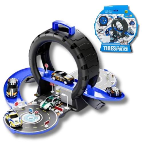 Set De Pista Policia con pista de carreras para autos de juguete