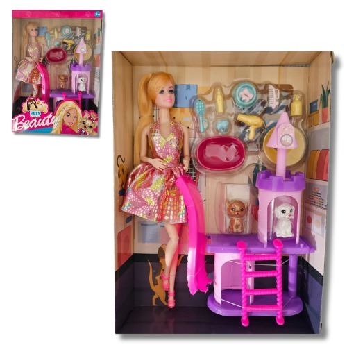 Muñeca Caja Accesorios con diseño infantil ideal para juego de roles rubia