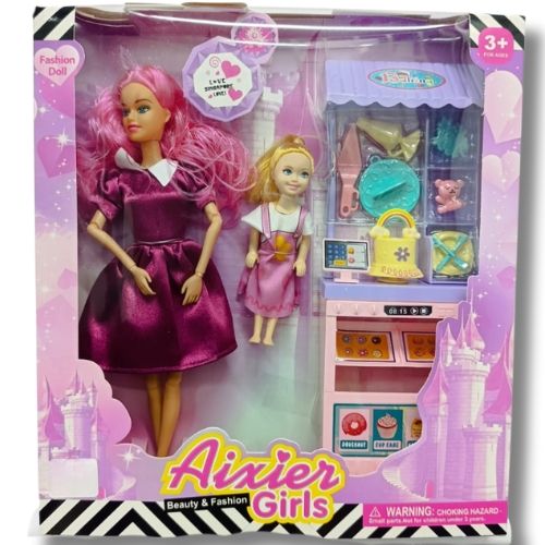 Muñeca Con Accesorios con diseño infantil ideal para juego de roles morada